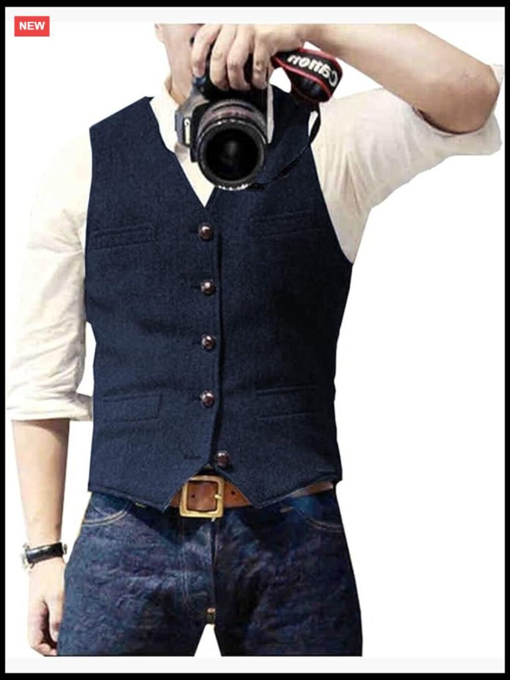 Mens Suit Vest Tweed V Neck Wool Herringbone Prom
